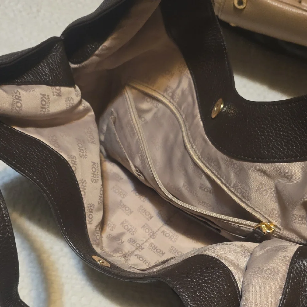 Michael Kors Dark Brown Hobo Bag with Gold Accents - Picture 3 of 3